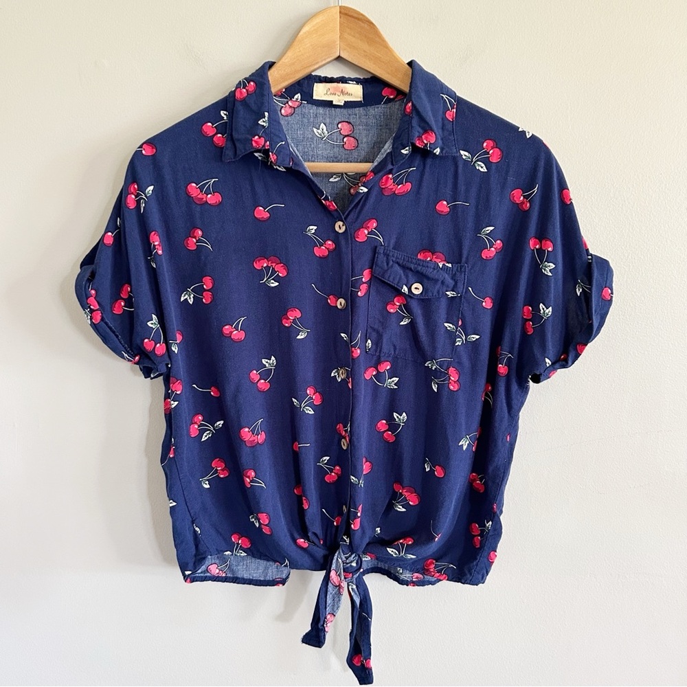 Love Notes • Cherry Print button up blouse